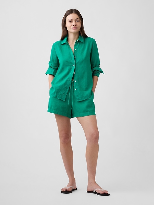 Image number 1 showing, 4" Pull-On Linen-Blend Shorts