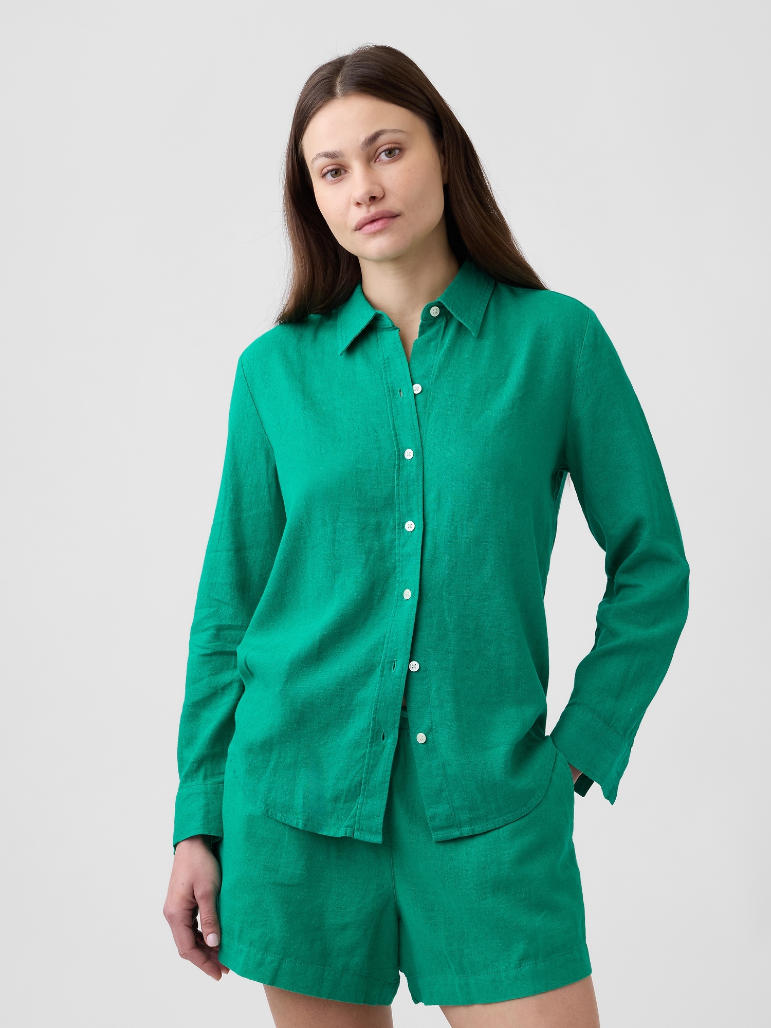 Linen-Blend Easy Shirt