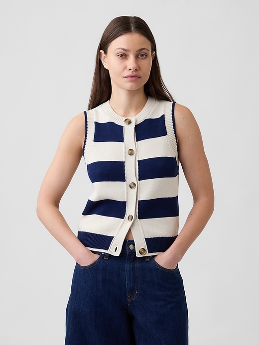 Image number 1 showing, Sleeveless Button-Up Sweater