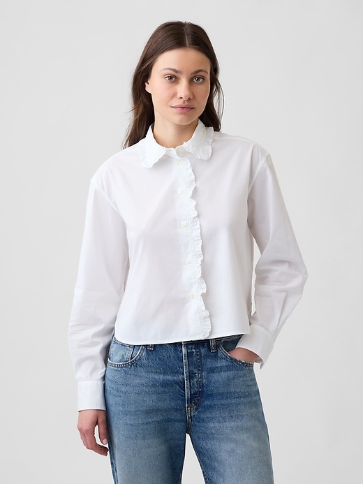 Image number 1 showing, Relaxed Cropped Poplin Shirt