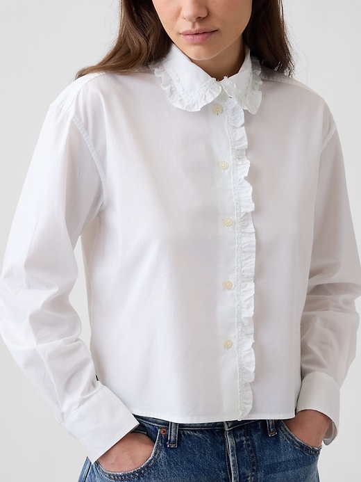 Image number 4 showing, Relaxed Cropped Poplin Shirt