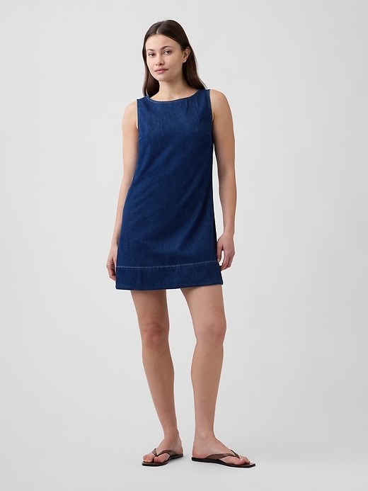 Image number 1 showing, Denim Apron Mini Dress