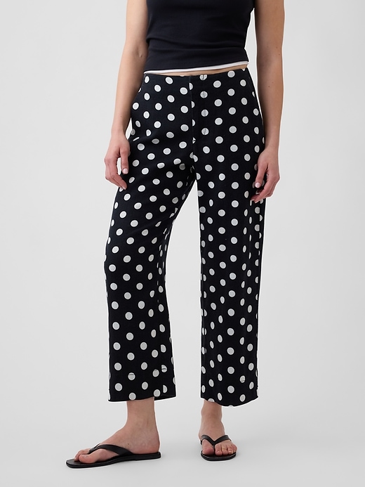 Image number 2 showing, High Rise Linen-Blend Straight Crop Pants