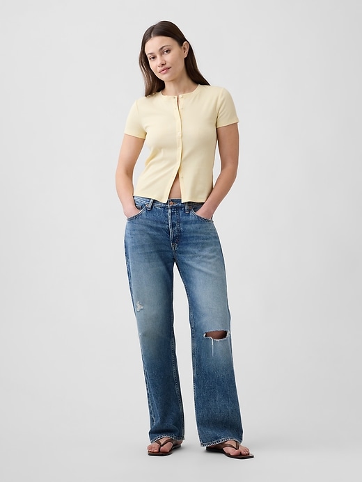 Image number 3 showing, Ribbed Button-Up Top