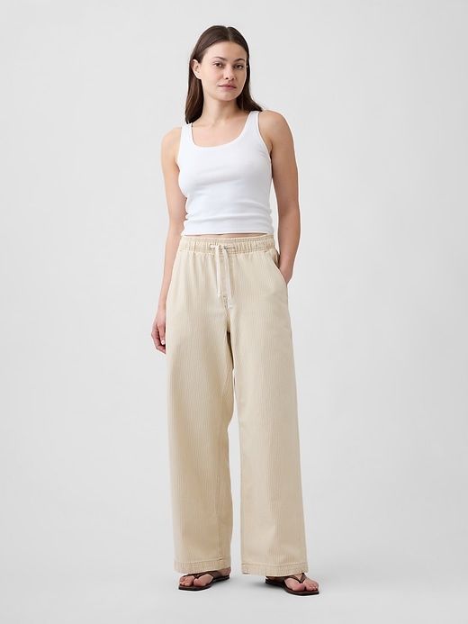 Image number 1 showing, High Rise Pull-On Wide-Leg Jeans