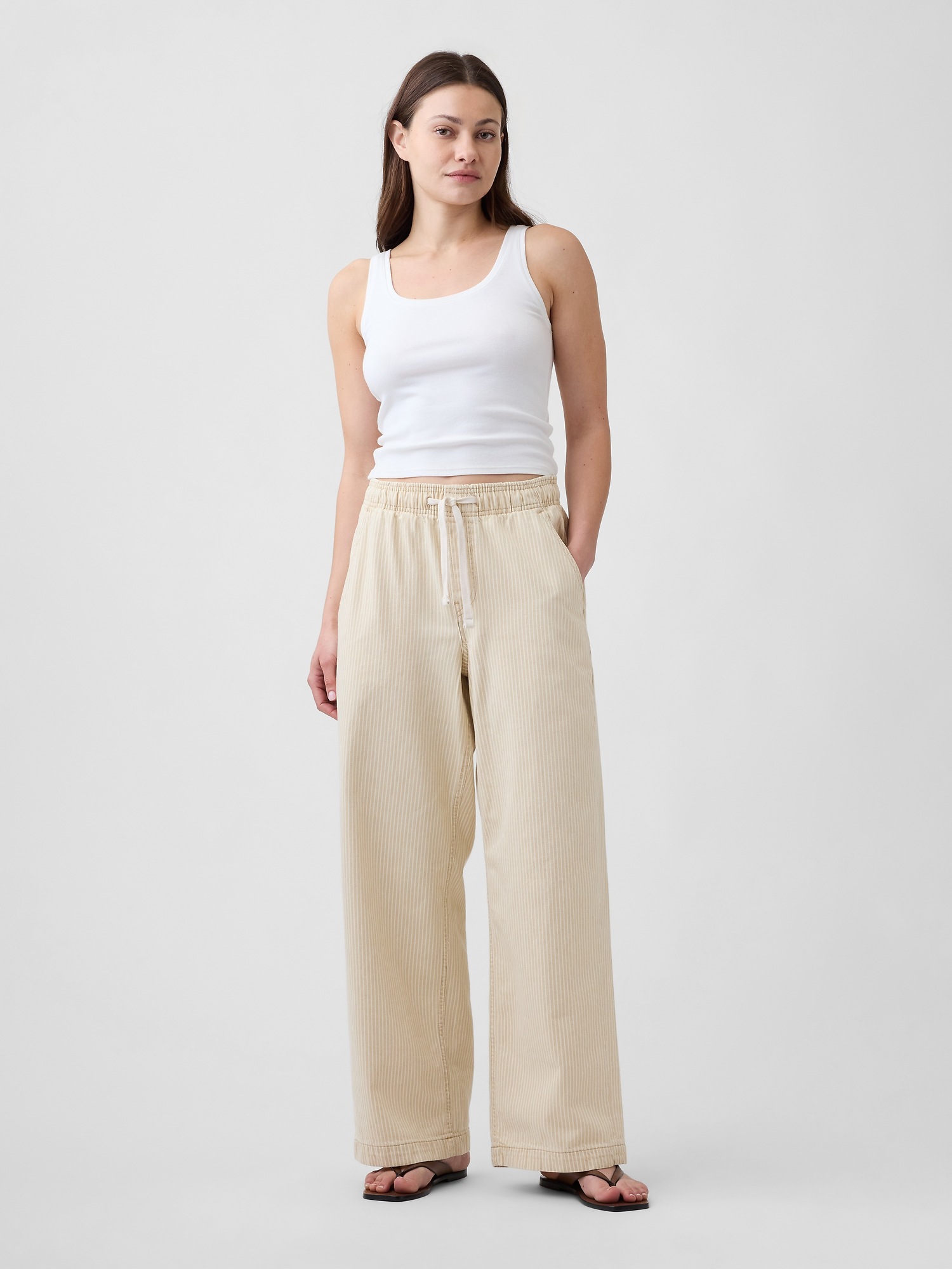 High Rise Pull-On Wide-Leg Jeans