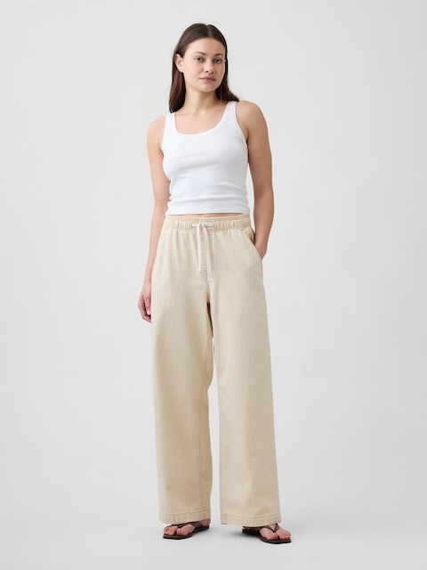High Rise Pull-On Wide-Leg Jeans