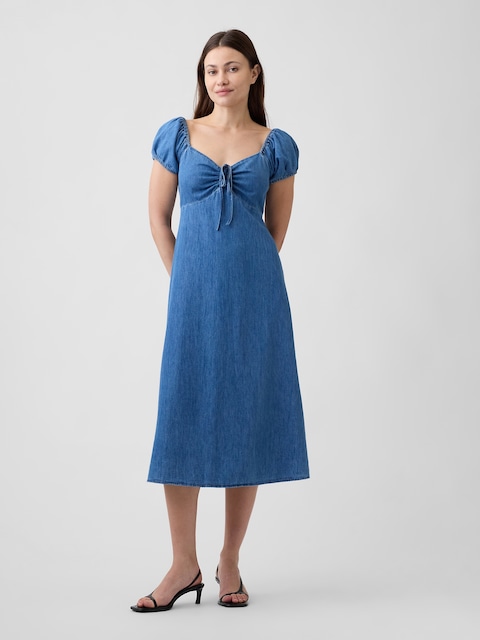 Puff Sleeve Midi Dress