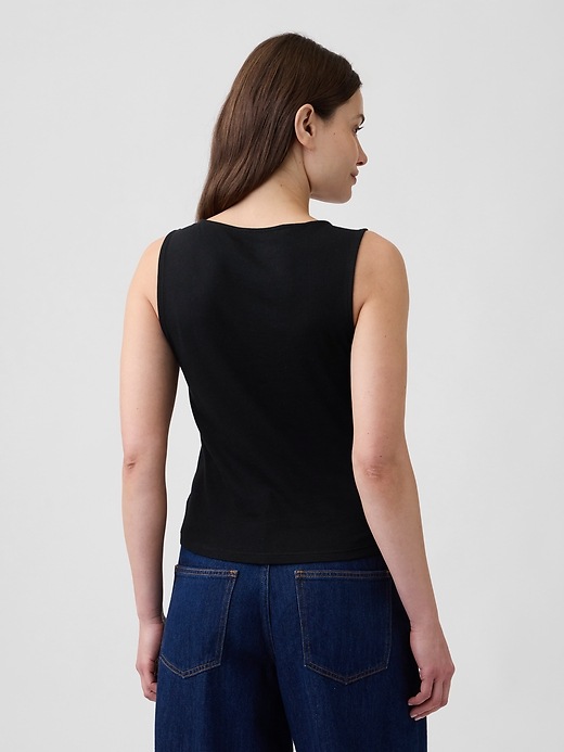 Image number 2 showing, Modern Ribbed Asymmetrical Button-Side Top