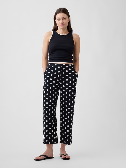 Image number 1 showing, High Rise Linen-Blend Straight Crop Pants