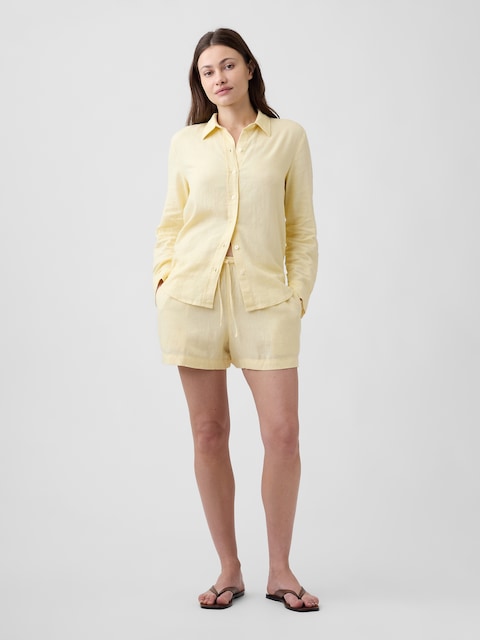 4" Pull-On Linen-Blend Shorts