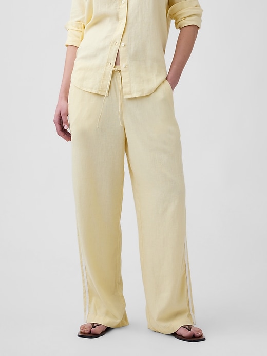 Image number 2 showing, Linen-Blend Stripe Wide-Leg Pants
