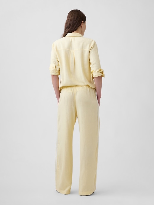 Image number 4 showing, Linen-Blend Stripe Wide-Leg Pants
