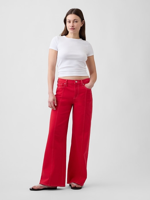 Image number 1 showing, Mid Rise Wide-Leg Jeans
