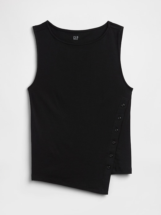 Image number 5 showing, Modern Ribbed Asymmetrical Button-Side Top