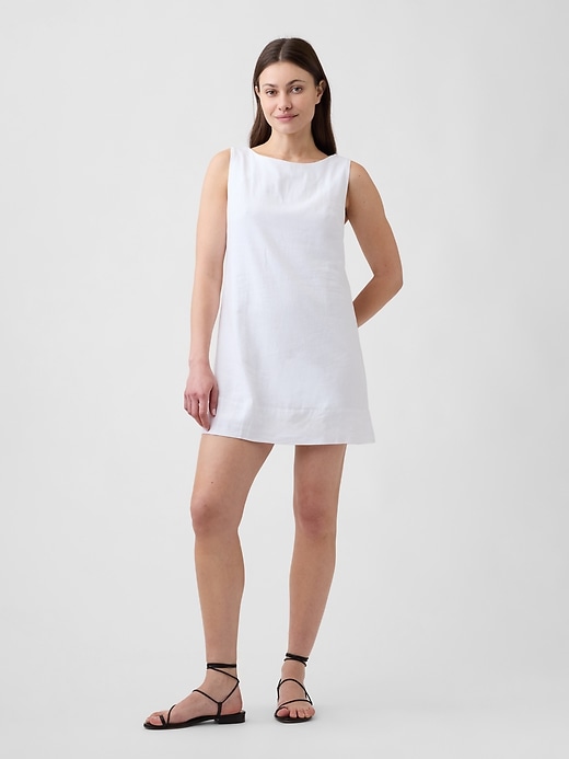 Image number 1 showing, Linen-Blend Apron Mini Dress