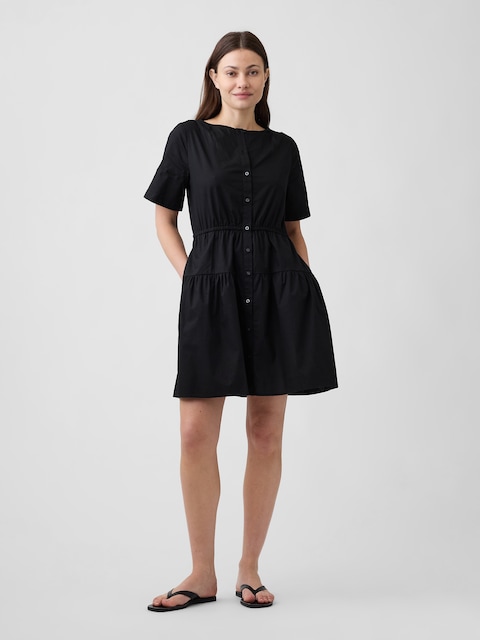 Poplin Button-Up Mini Dress
