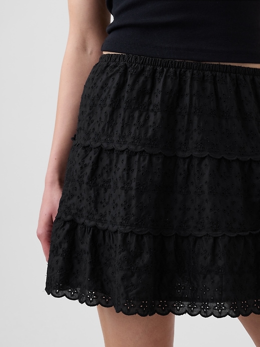 Image number 4 showing, Tiered Eyelet Mini Skirt