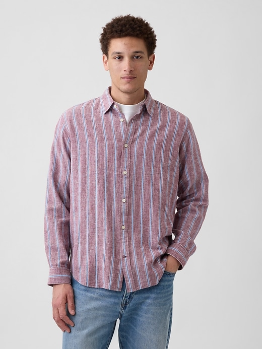 Image number 1 showing, Linen-Blend Shirt in Standard Fit
