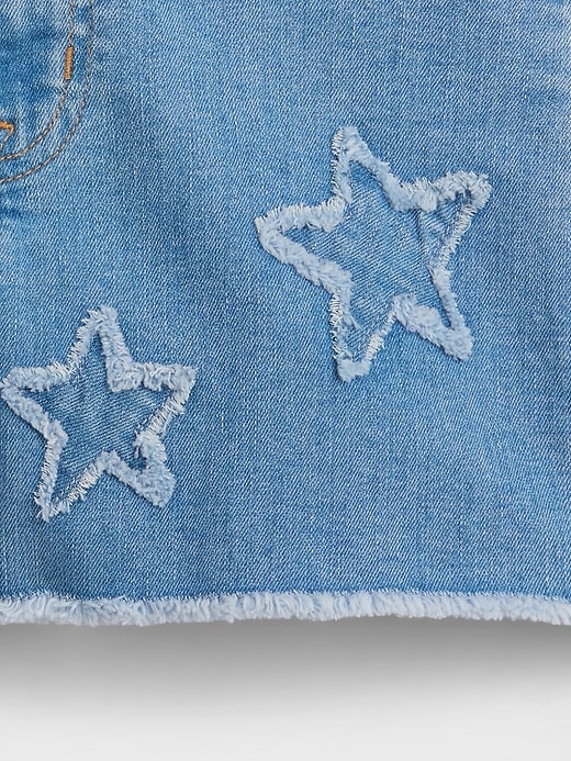 Image number 3 showing, Kids High Rise Embroidered Denim Shorts