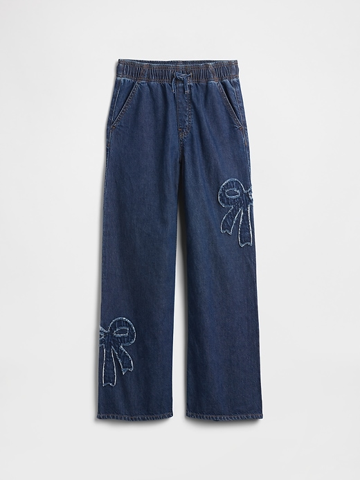 Image number 1 showing, Kids Mid Rise Pull-On Wide-Leg Jeans