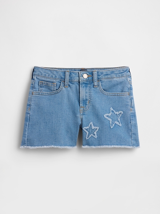Image number 1 showing, Kids High Rise Embroidered Denim Shorts