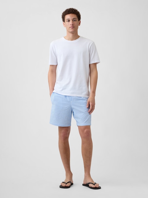 6" Seersucker Swim Trunks