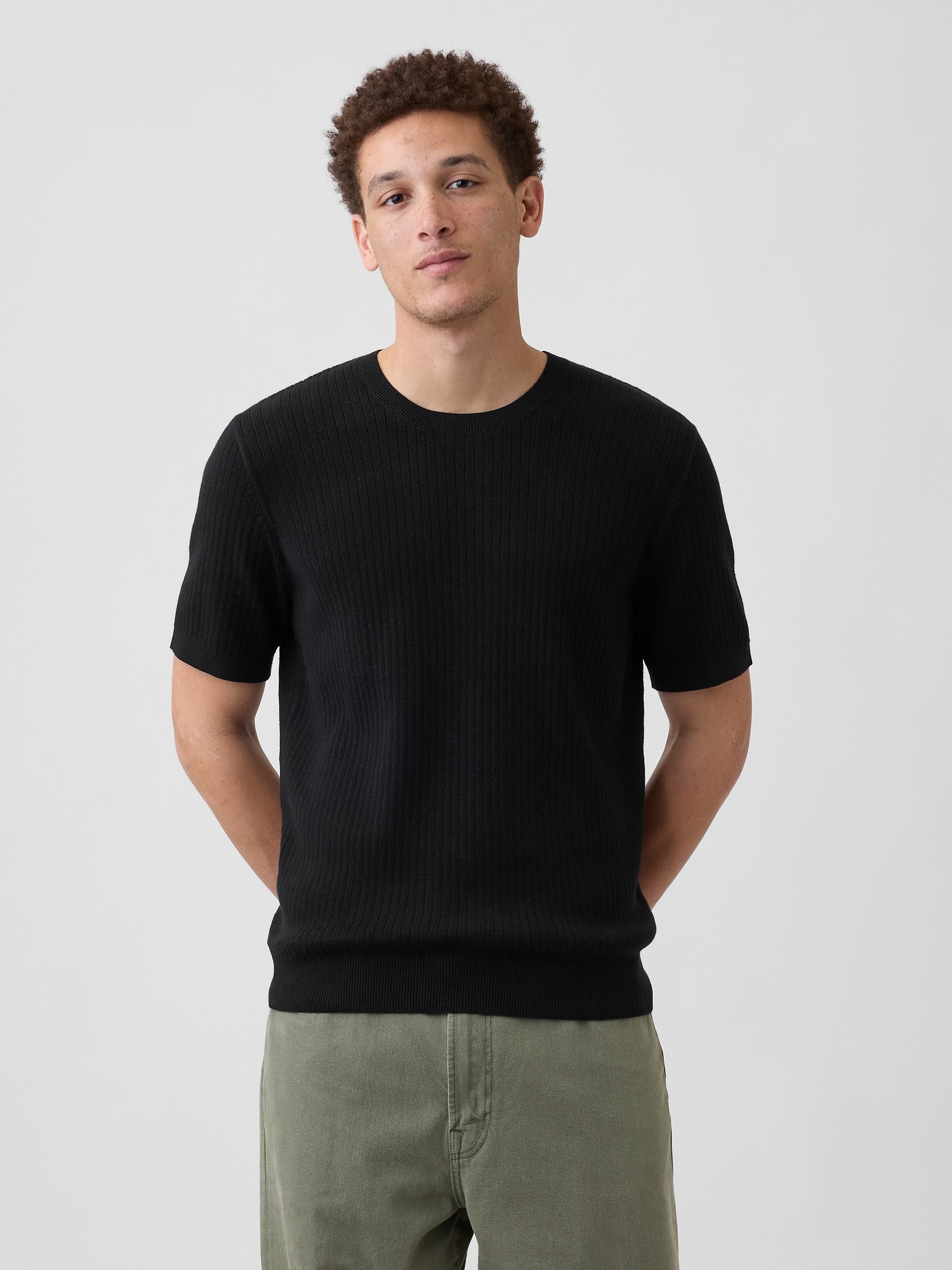 Ribbed Crewneck Sweater T-Shirt