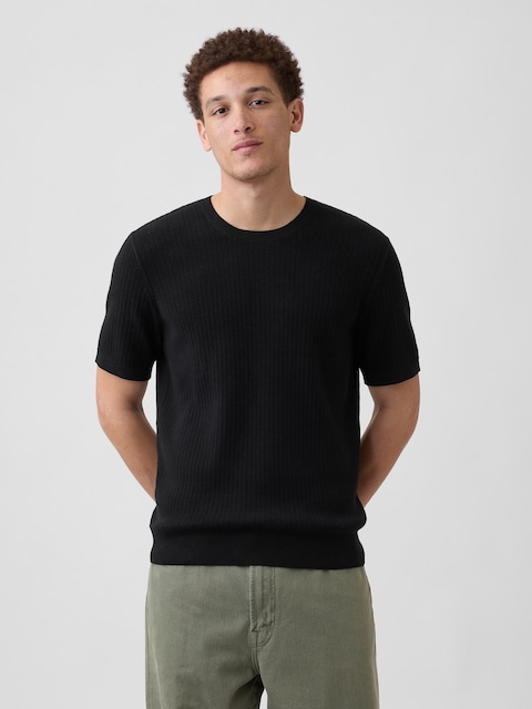 Ribbed Crewneck Sweater T-Shirt