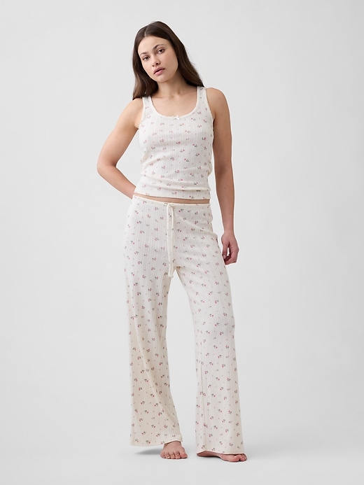Image number 1 showing, Pointelle Wide-Leg PJ Pants