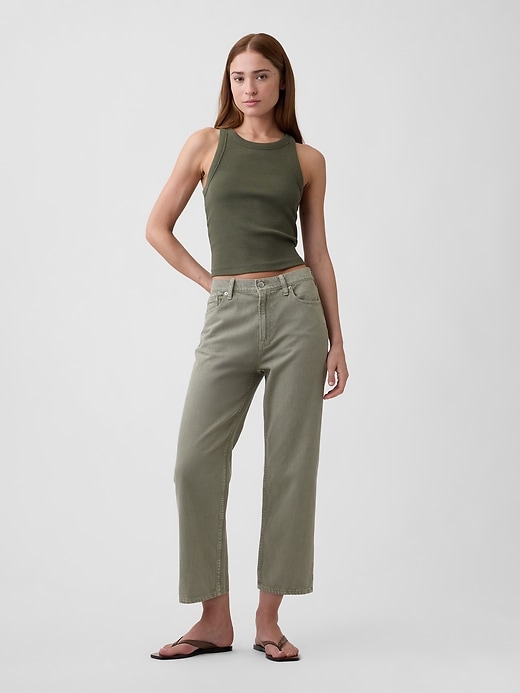 Image number 1 showing, Low Slung Relaxed Straight Crop Jeans