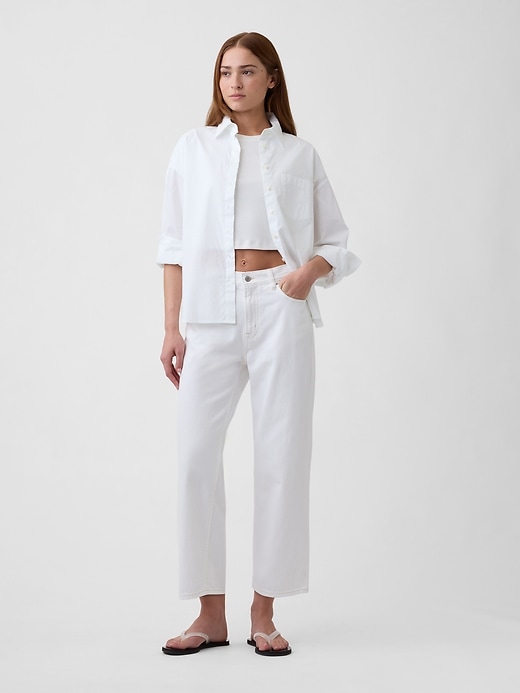 Image number 1 showing, Low Slung Relaxed Straight Crop Jeans