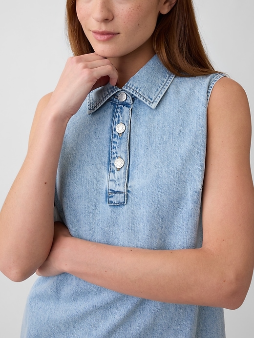 Gap Factory Women's Sleeveless Collared Denim Mini Dress Light Wash Size XXL Gap Factory Women's Sleeveless Collared Denim Mini Dress Light Wash Size XXL