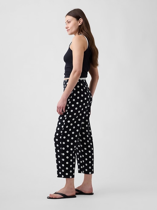 Image number 3 showing, High Rise Linen-Blend Straight Crop Pants