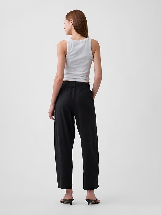 Image number 4 showing, High Rise Linen-Blend Barrel Pants