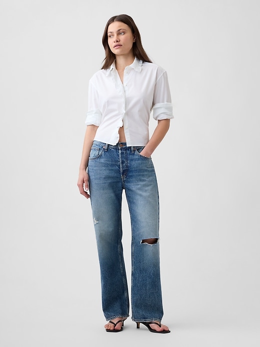 Image number 3 showing, Relaxed Cropped Poplin Shirt