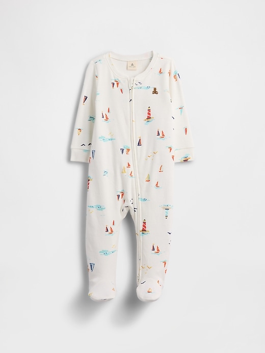 Image number 1 showing, Baby Print Two-Way Zip One-Piece