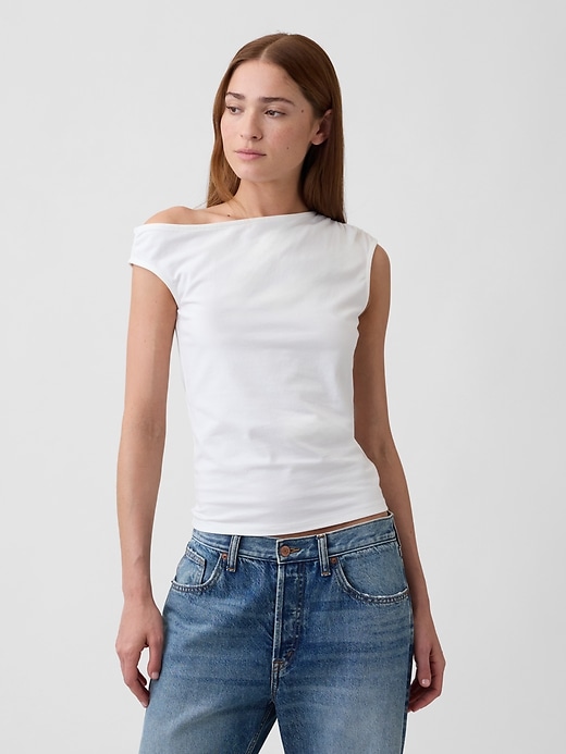 Image number 1 showing, Stretch Jersey Off-Shoulder Top