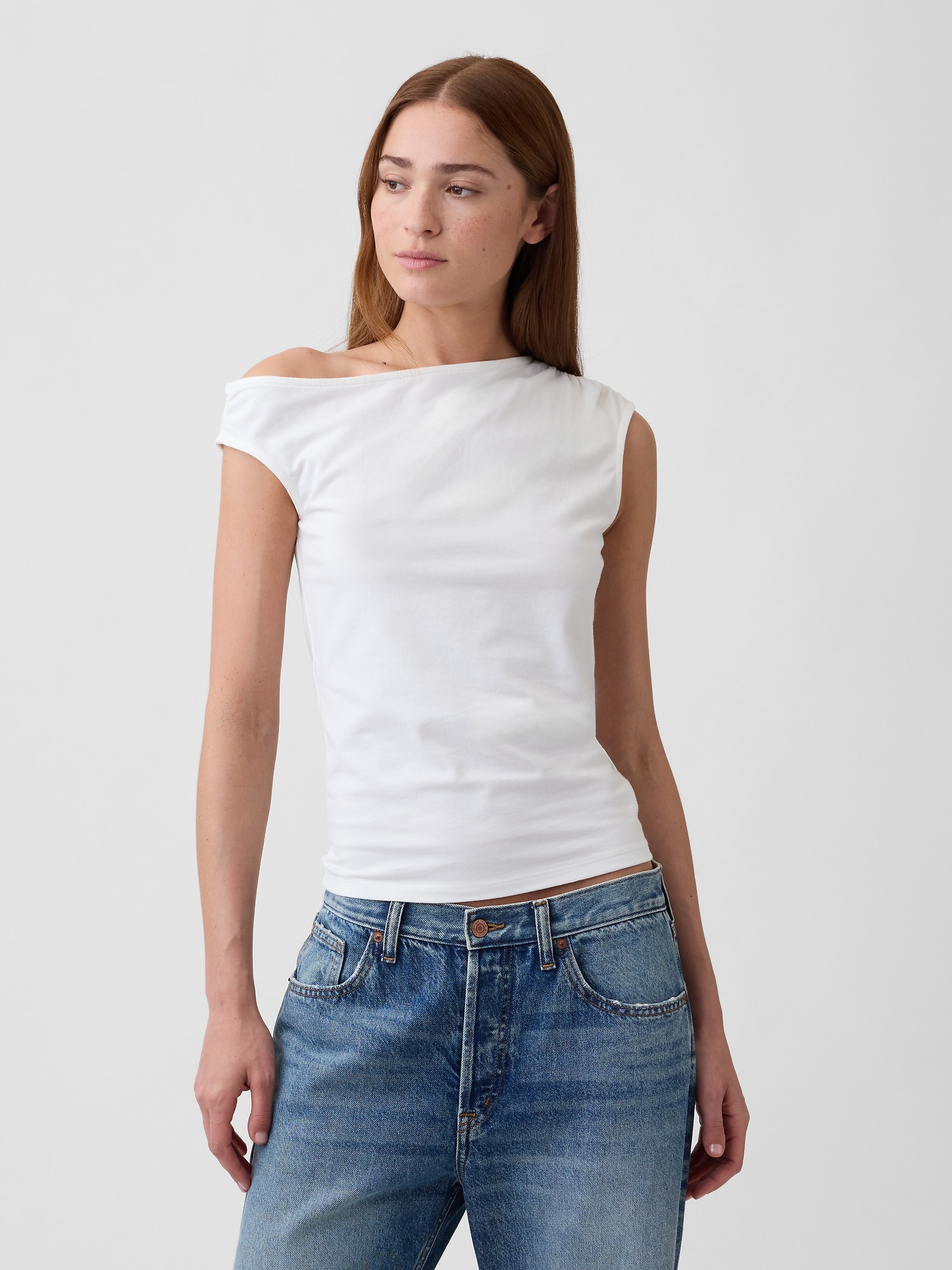 Stretch Jersey Off-Shoulder Top