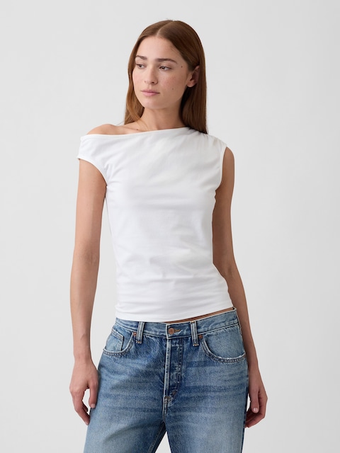 Stretch Jersey Off-Shoulder Top