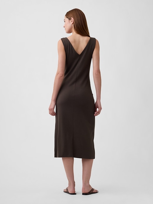 Image number 2 showing, Modern Ribbed Tie-Front Midi Dress