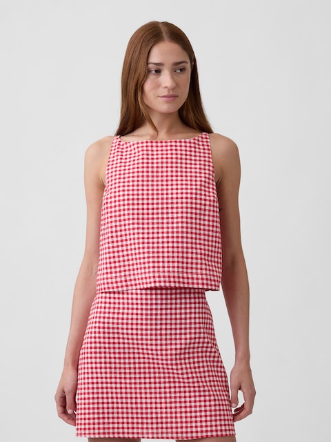 Linen-Blend Apron Top