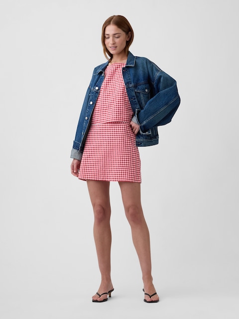 Linen-Blend Pull-On Mini Skirt