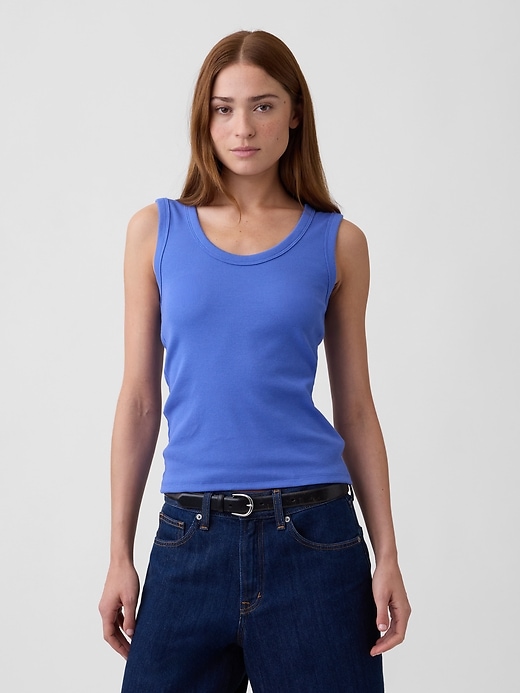 Image number 1 showing, Ribbed Scoopneck Tank Top