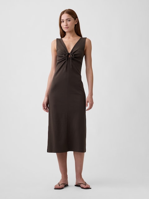 Tie-Front Midi Dress