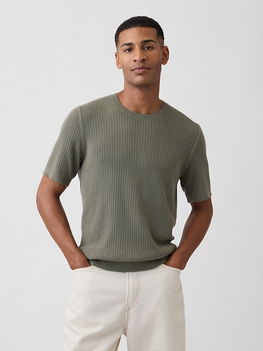 Image number 1 showing, Ribbed Crewneck Sweater T-Shirt