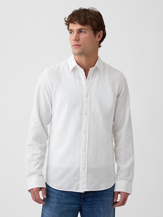 Image number 1 showing, Linen-Blend Shirt in Standard Fit