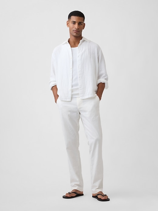 Image number 1 showing, Straight Linen-Blend Pants