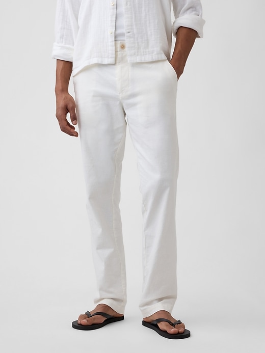 Image number 3 showing, Straight Linen-Blend Pants
