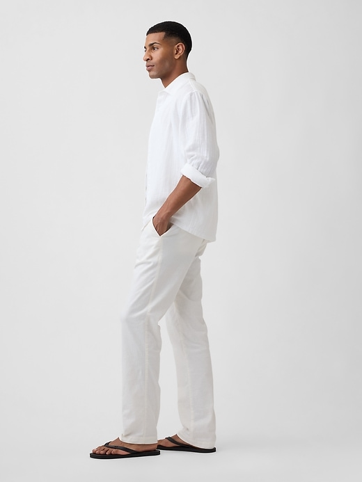 Image number 4 showing, Straight Linen-Blend Pants